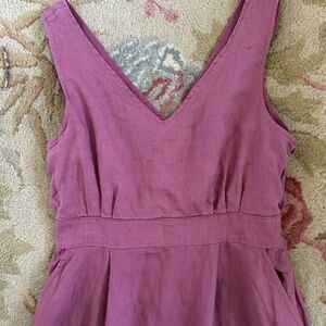 Cynthia Rowley Linen Sleeveless V-Neck Dress – Size 12 – Mauve – EUC